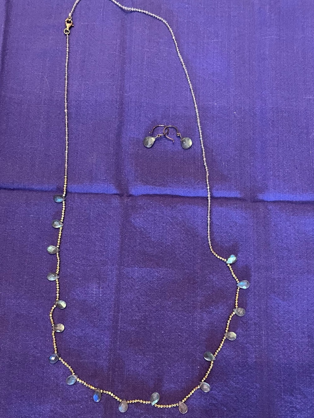 Delicate Iridescent  Teardrop Necklace and Earring Set